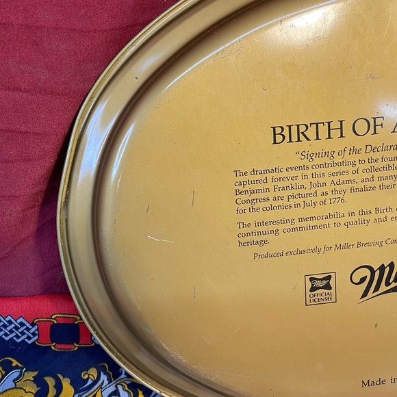 VTG 1992 Miller Brewing Co Birth of a Nation Declaration of Independence Tray - Picture 3 of 5
